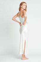 Kiralee Luxury Satin Slip Dress  White | Homebodii
