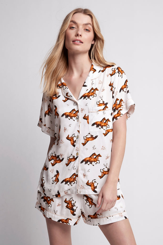 Mojo Horse Womens Viscose Personalised Short Pyjama Set | Homebodii