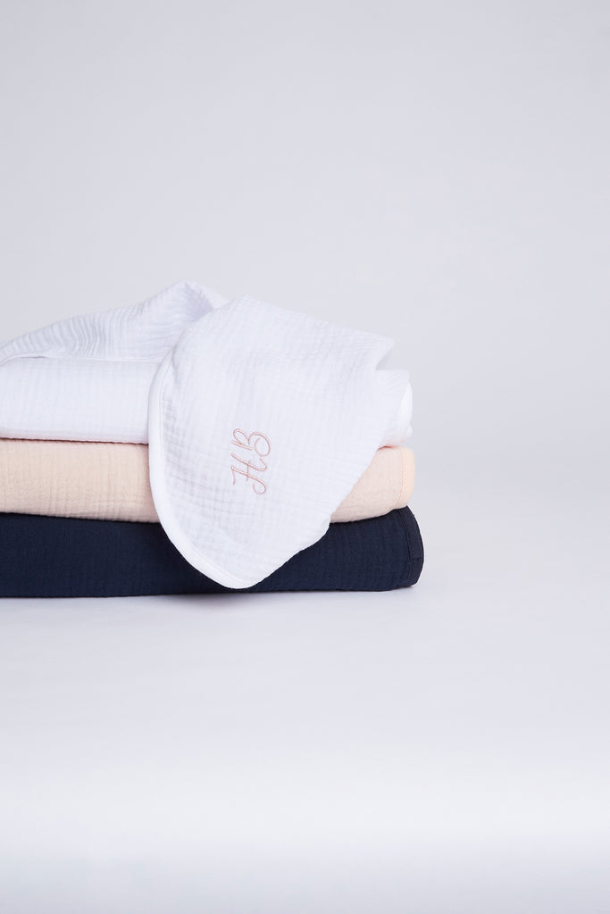 Homebodii Personalised Cotton Baby Blanket  Navy | Homebodii