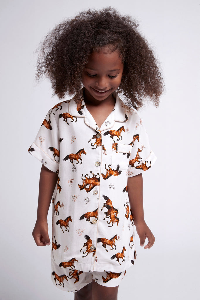 Mojo Horse Childrens Viscose Personalised Short Pyjama Set | Homebodii