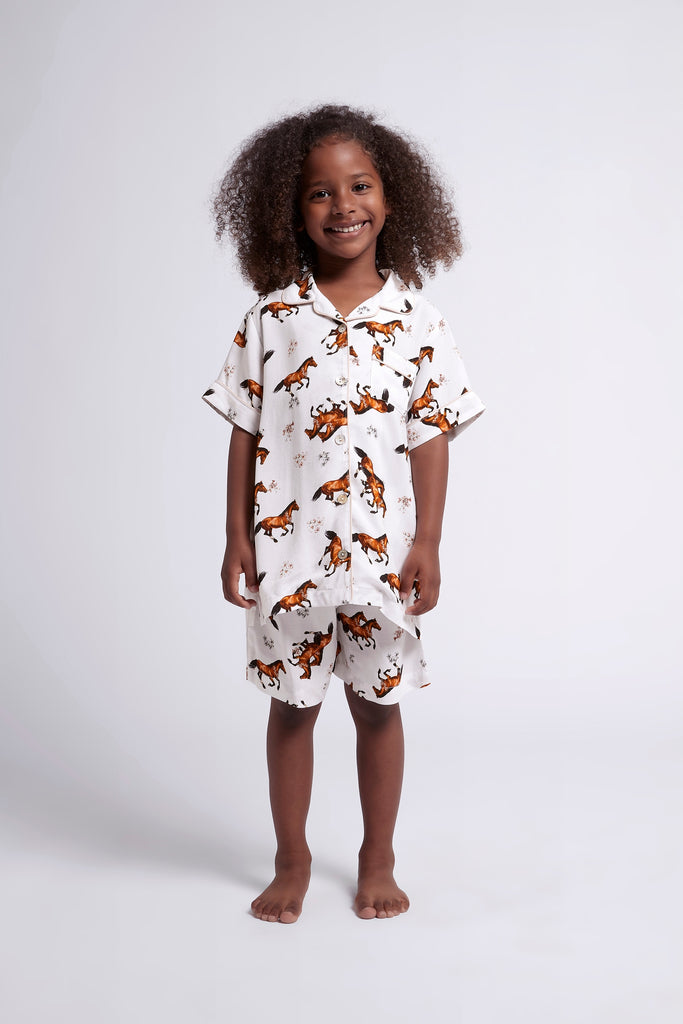 Mojo Horse Childrens Viscose Personalised Short Pyjama Set | Homebodii