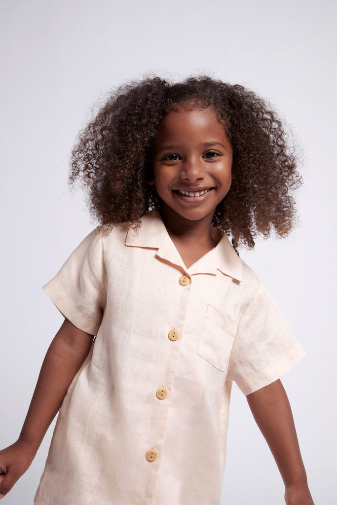 Linen Childrens Personalised Pyjama Set  Blush | Homebodii