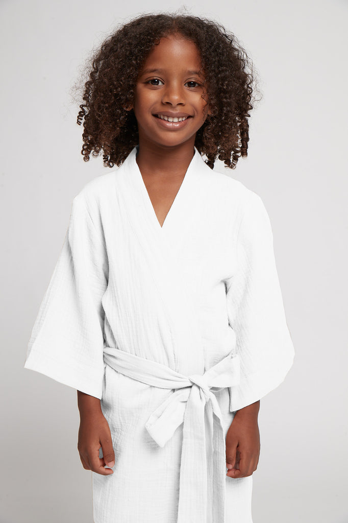 Piper Bubble Cotton Personalised Childrens   Robe  White | Homebodii