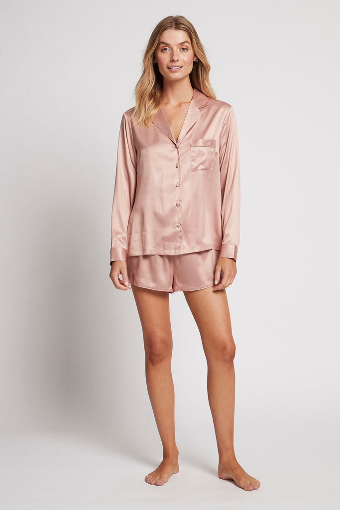 Toni Long Sleeve Satin Personalised Womens Pyjamas  Rust | Homebodii