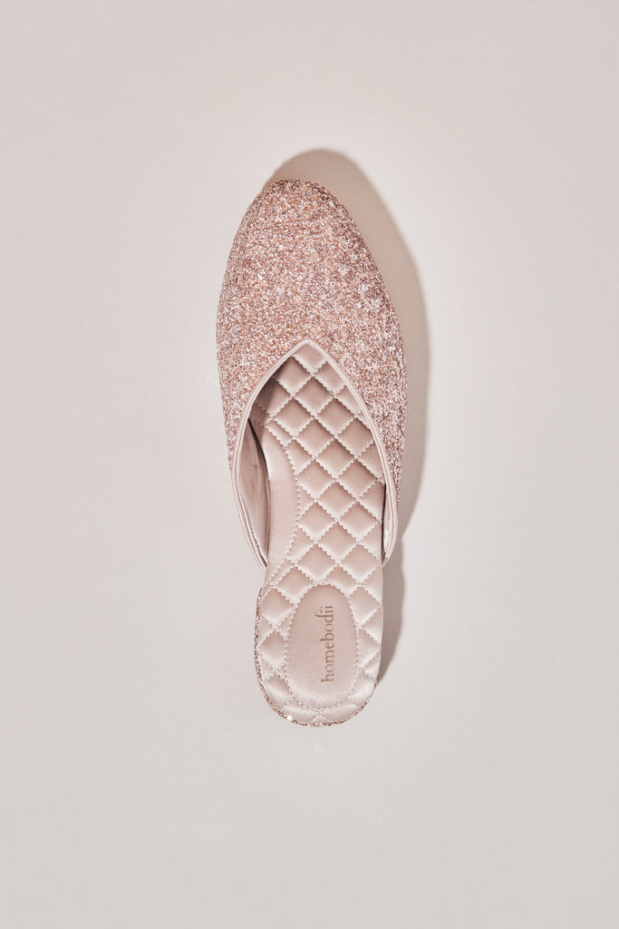 Lady Daphne Luxury Glitter Slipper  Blush | Homebodii