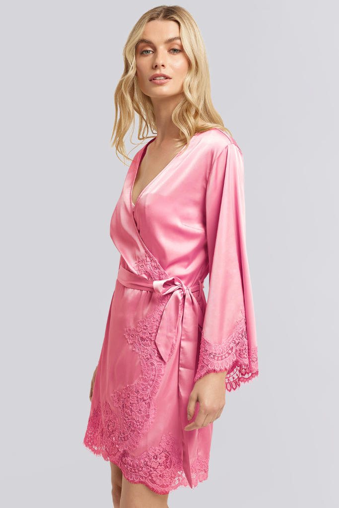 Sian Luxury Satin Personalised Robe Chateau Rose Limited Edition | Homebodii