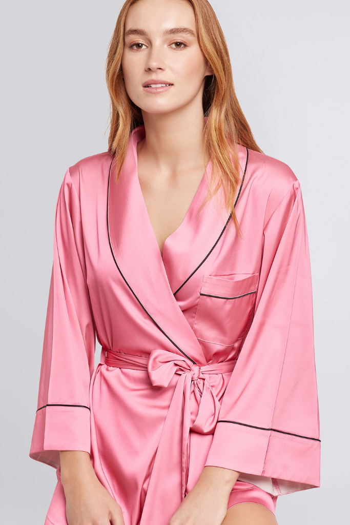 Cheri Satin Piping Robe Chateau Rose Limited Edition | Homebodii