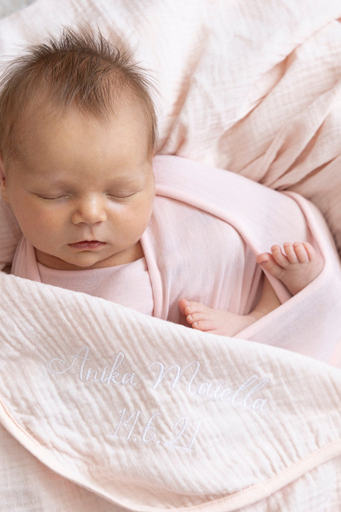 Homebodii Personalised Cotton Baby Blanket  Blush | Homebodii