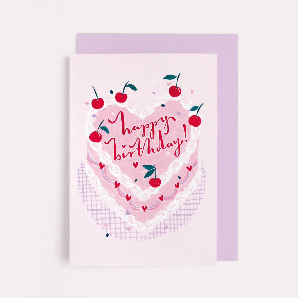 Kitsch Cake Birthday Card | Female Birthday Card | Pink Cake | Homebodii