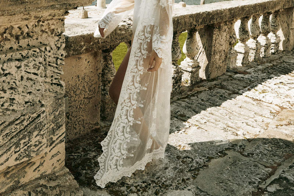 Madonna Long Lace Bridal Robe | Homebodii